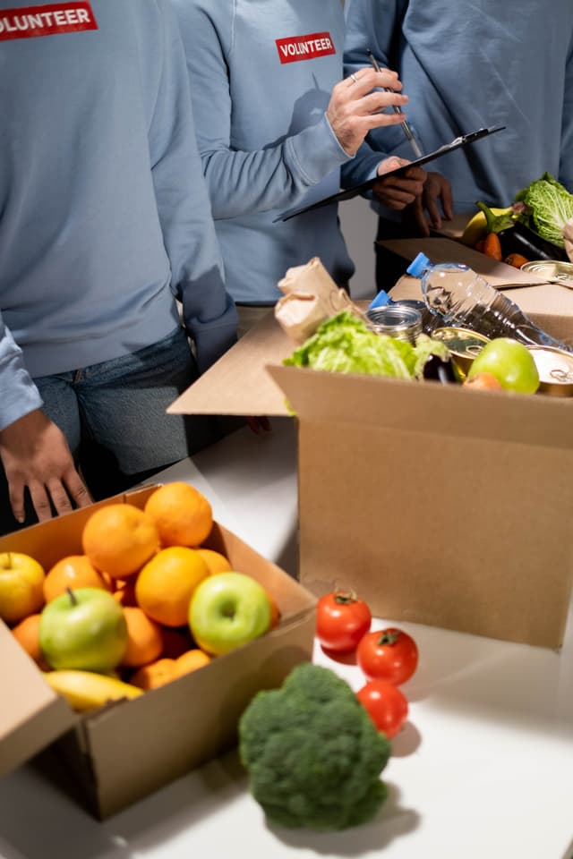 Food donations on table