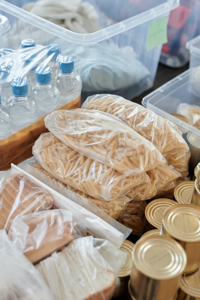 Food donations on table