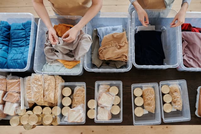 Donation items on table