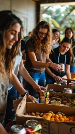 Food donations on table